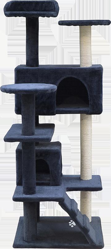 132cm Cat Tree Scratching Post Scratcher Tower Condo House Furniture Wood - Grey Payday Deals