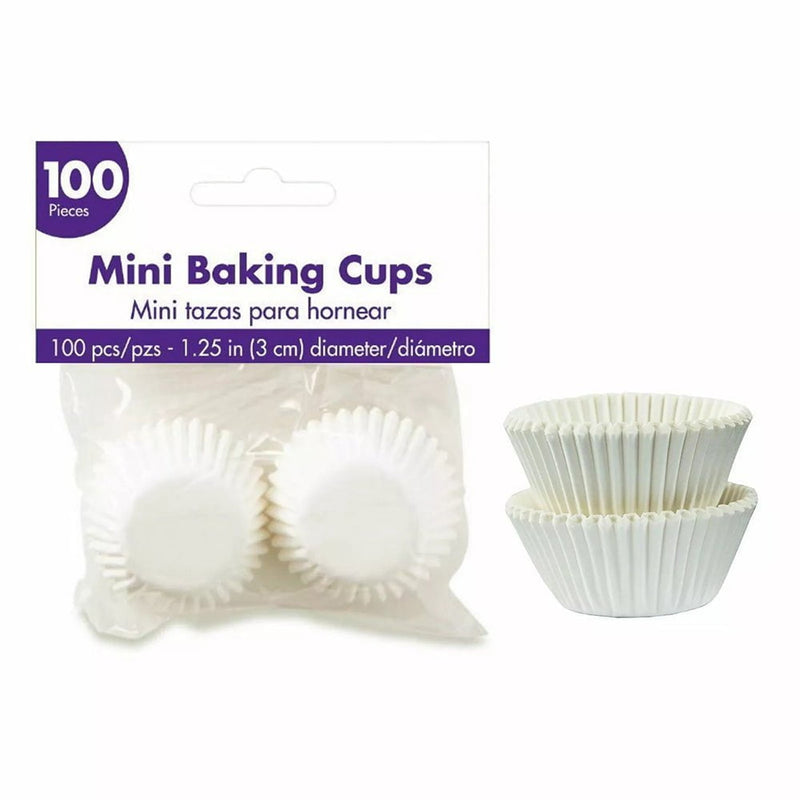 Mini White Cupcake Cases Baking Cups 100 Pack