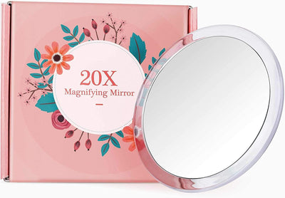 20X Magnifying Hand Mirror Two Sided Use for Makeup Application, Tweezing, and Blackhead/Blemish Removal (12,5 cm)