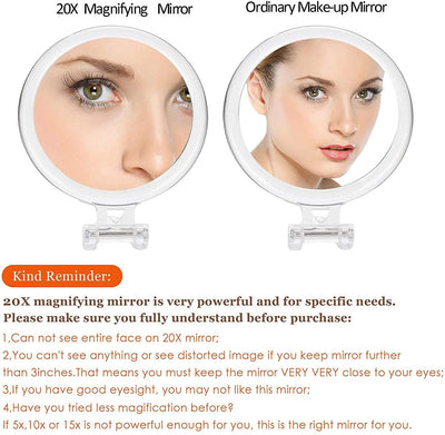 20X Magnifying Hand Mirror Two Sided Use for Makeup Application, Tweezing, and Blackhead/Blemish Removal (12,5 cm Black)