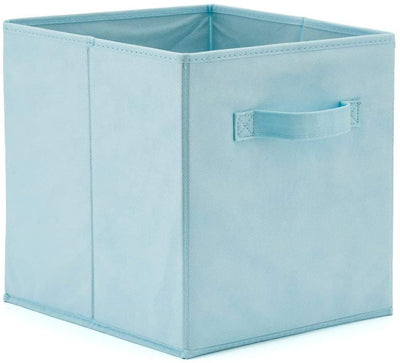 Pack of 6 Foldable Fabric Basket Bin Storage Cube for Nursery, Office and Home Décor (Baby Blue)