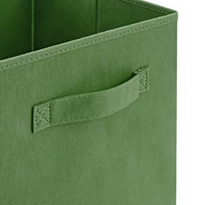 Pack of 6 Foldable Fabric Basket,  Collapsible Storage Cube for Nursery, Office, Home Décor, Shelf Cabinet, Cube Organizers (Kale Green)