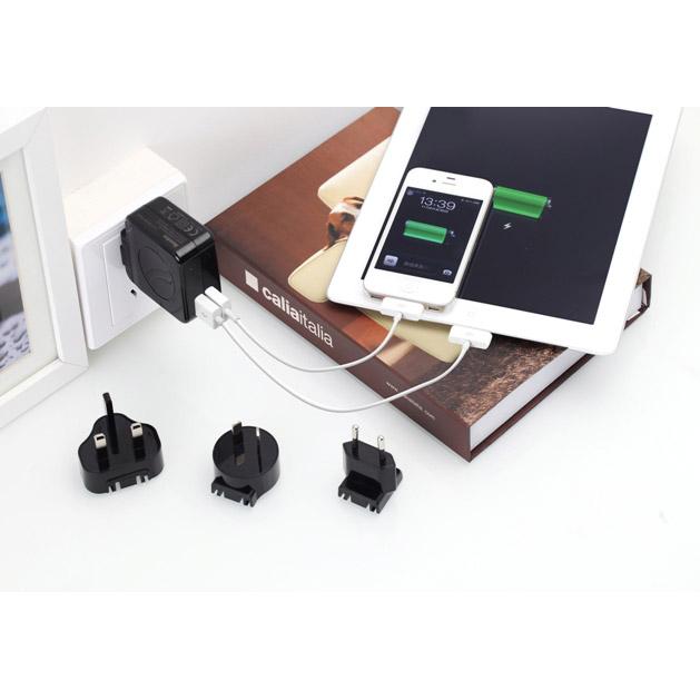 Huntkey TravelMate Multi Plugs USB Wall Charger Adapter 4.2 A US UK EU AU Plugs with Car Charger (D204) - Payday Deals