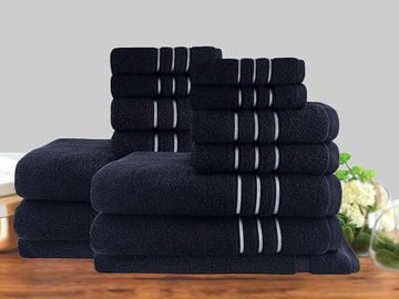 14pc classic dobby stripe cotton towel set 650gsm sailor blue Payday Deals