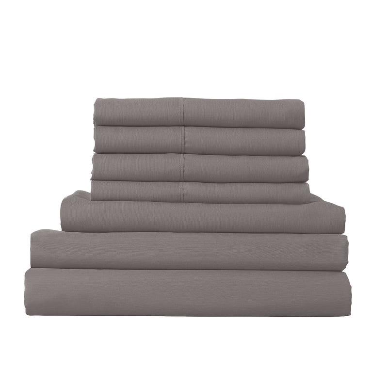 1500 Thread Count 6 Piece Combo And 2 Pack Duck Feather Down Pillows Bedding Set Dusk Grey Queen Payday Deals