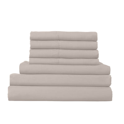 1500 Thread Count 6 Piece Combo And 2 Pack Duck Feather Down Pillows Bedding Set Stone Queen Payday Deals