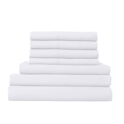 1500 Thread Count 6 Piece Combo And 2 Pack Duck Feather Down Pillows Bedding Set White King Payday Deals