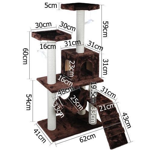 150cm Cat Scratching Tree Pole Gym House - Brown