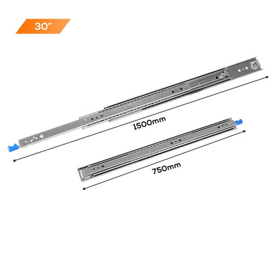 150KG Drawer Slides 750MM Full Extension Soft Close Locking Ball Bearing Pair Payday Deals