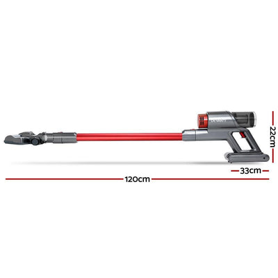 150W Handstick Cordless Vacuum Cleaner Handheld Stick Vac Headlight Red and Grey