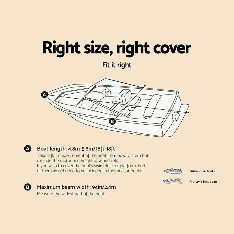 16 - 18.5 foot Waterproof Boat Cover - Grey Payday Deals