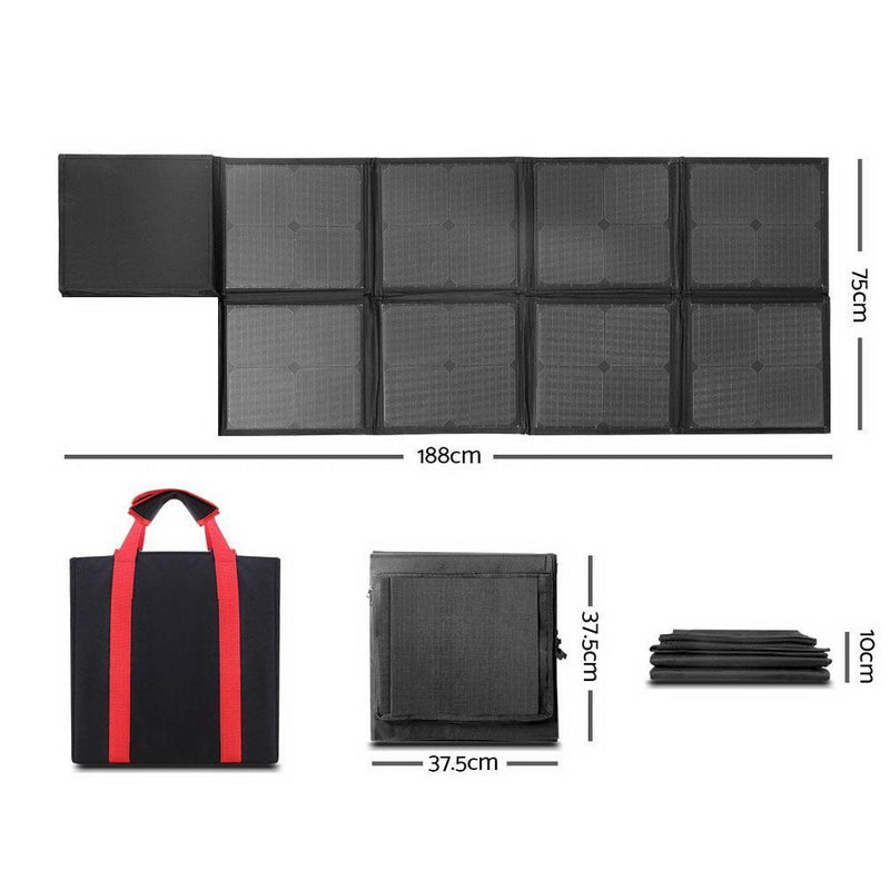 160W Folding Solar Panel Blanket Kit Regulator Black