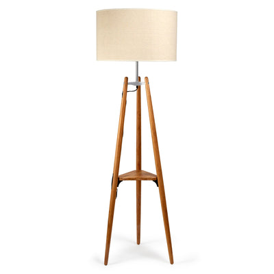 167cm Large Bamboo Wooden Tripod Floor LampLight Vintage Modern Linen Shade Payday Deals