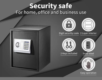 16L Electronic Safe Digital Security Box Home Office Cash Deposit Password Payday Deals