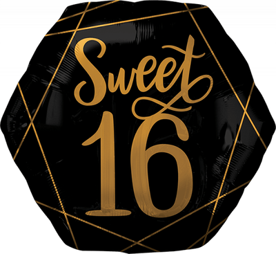 16th Sweet Sixteen Birthday Supershape Elegant Foil Balloon