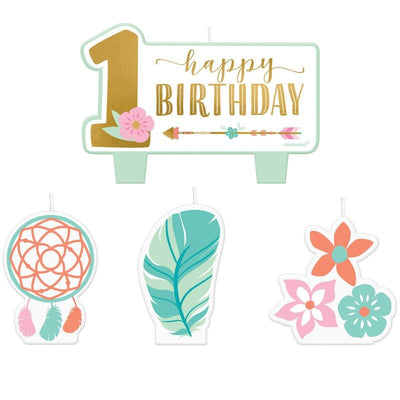 Boho 1st Birthday Girl Candle Set