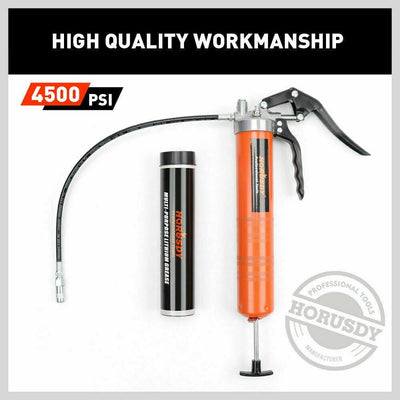 18'' Manual Pistol Grip Grease Gun Flow Pressure 4500PSI Flexi Hose & Coupler Payday Deals