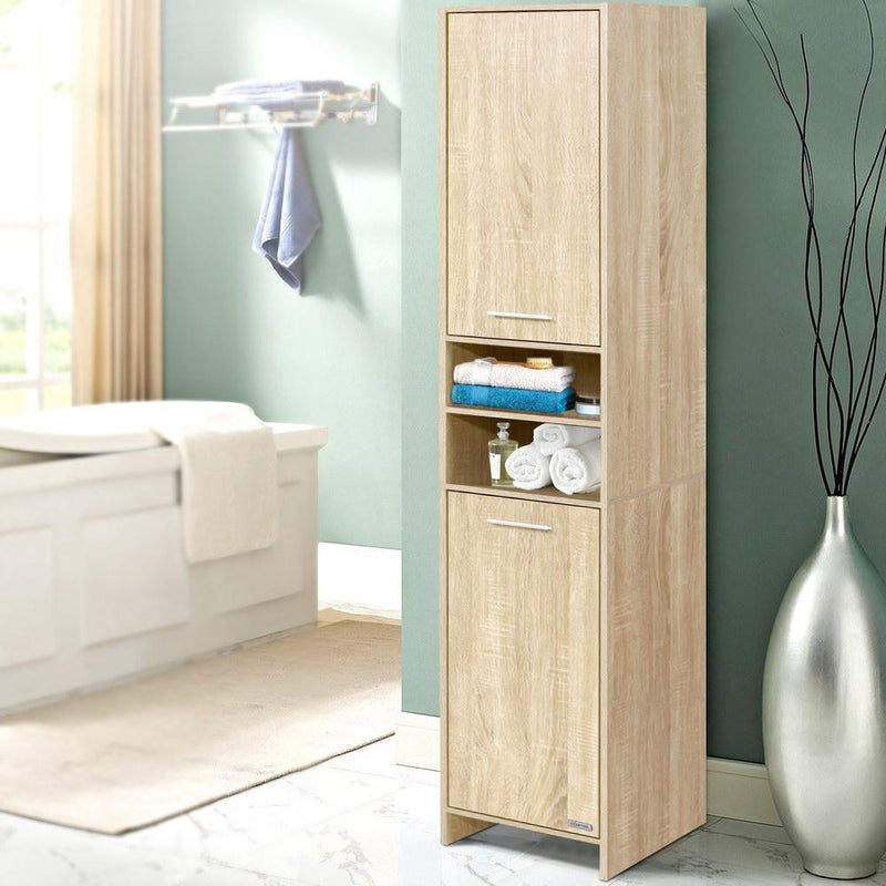 Artiss 185cm Bathroom Cabinet Tallboy Furniture Toilet Storage Laundry Cupboard Oak Payday Deals