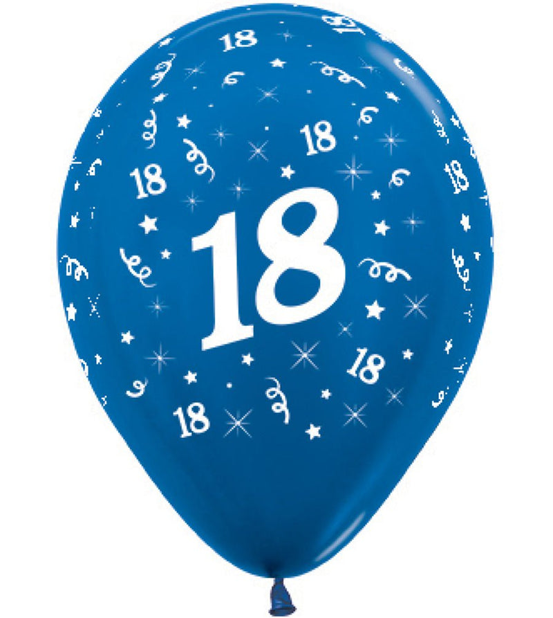 18th Birthday Blue Metallic Latex Balloons 25 Pack Payday Deals