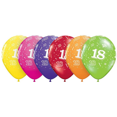 18th Birthday Confetti Print Tropical Latex Balloons 25 Pack