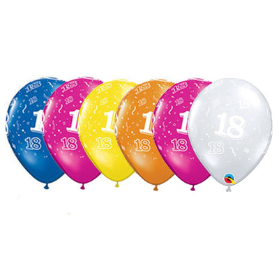 18th Birthday Jewel Colour Confetti Print Balloon 25 Pack