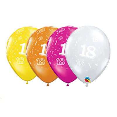 18th Birthday Jewel Colour Confetti Print Balloon 25 Pack (4 Colours)