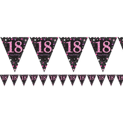 18th Birthday Party Supplies Sparkling Pink Happy Birthday 18th Bunting Banner