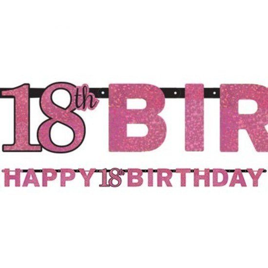 18th Birthday Party Supplies Sparkling Pink Happy Birthday Banner Payday Deals