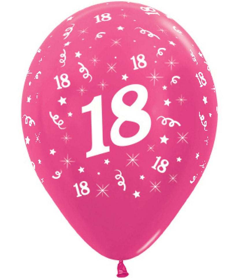 18th Birthday Pink Fuchsia Latex Balloons 6 Pack Payday Deals