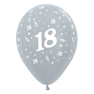 18th Birthday Silver Metallic Balloons 25 Pack