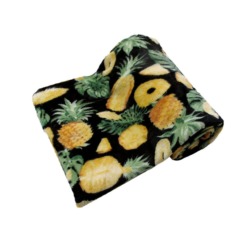 190GSM Fashion Printed Ultra Soft Coral Fleece Throw 127 x 152cm Pineapple Payday Deals