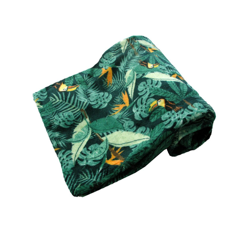 190GSM Fashion Printed Ultra Soft Coral Fleece Throw 127 x 152cm Tropical Jungle Green Payday Deals