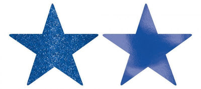 Hollywood Bright Royal Blue Solid Star Cutouts Foil & Glitter - 5 Pack