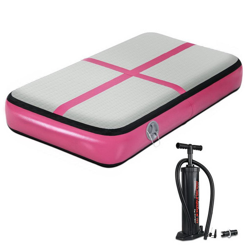 Everfit 1M Inflatable Air Track Board Tumbling Mat with Pump Airtrack Floor Gymnastics Pink