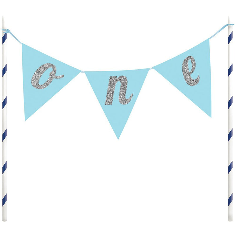 1st Birthday Blue One Pennant Banner Cake Topper Payday Deals