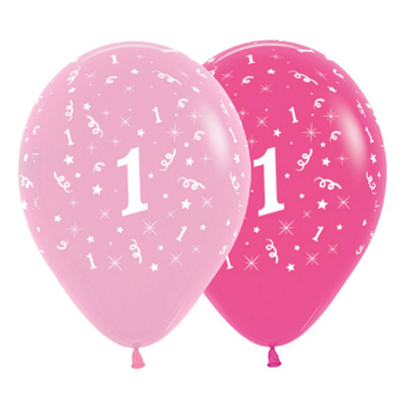 1st Birthday Girl Party Supplies All Over Age 1 Stars Pink Latex Balloons 6 Pack Payday Deals