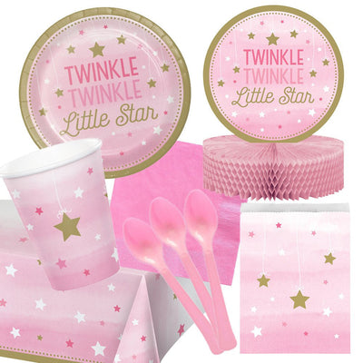 1st Birthday Girl Twinkle Little Star 8 Guest Deluxe Tableware Pack