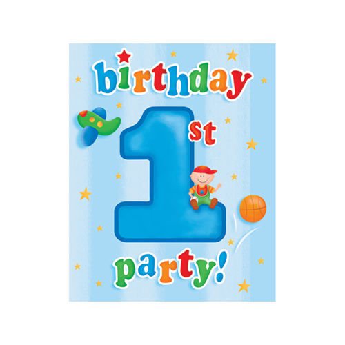 1st Birthday Party Supplies Fun At One Boy Invites 8 Pack Payday Deals