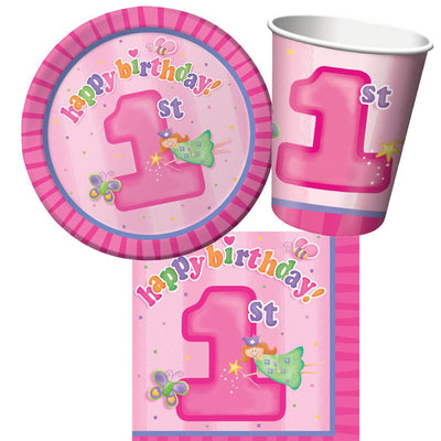 1st Birthday Party Supplies Fun At One Girl Party Pack 8 Guests Payday Deals