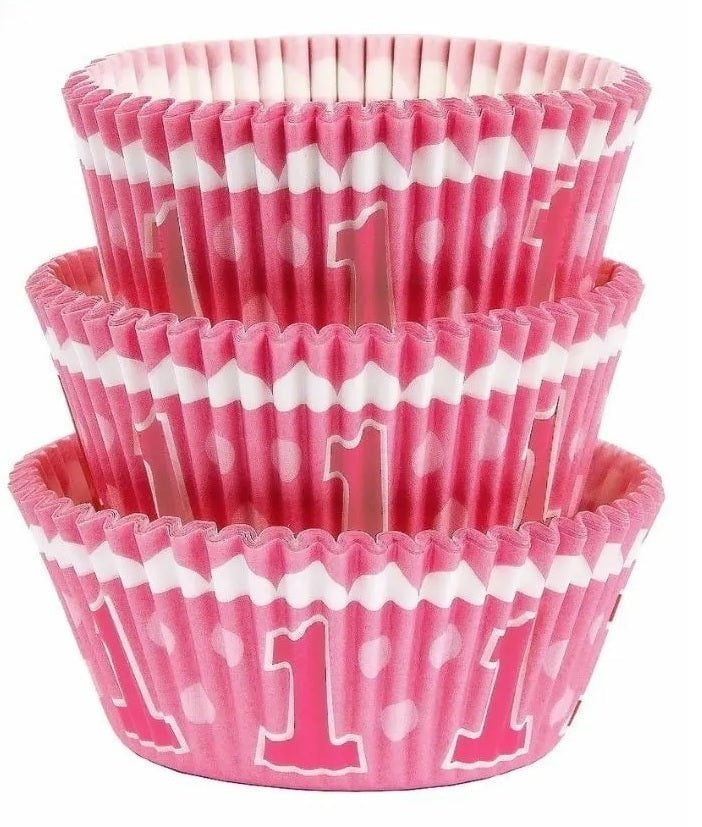 1st Birthday Pink Standard Cupcake Cases 75 Pack Payday Deals