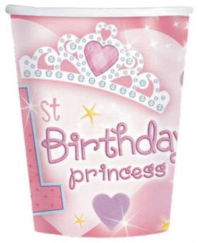 1st Birthday Princess Paper Cups 18 pack  226ml