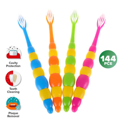 1st Care 144PCE Kids Toothbrushes Soft Bristles Easy Grip Assorted Colours Payday Deals