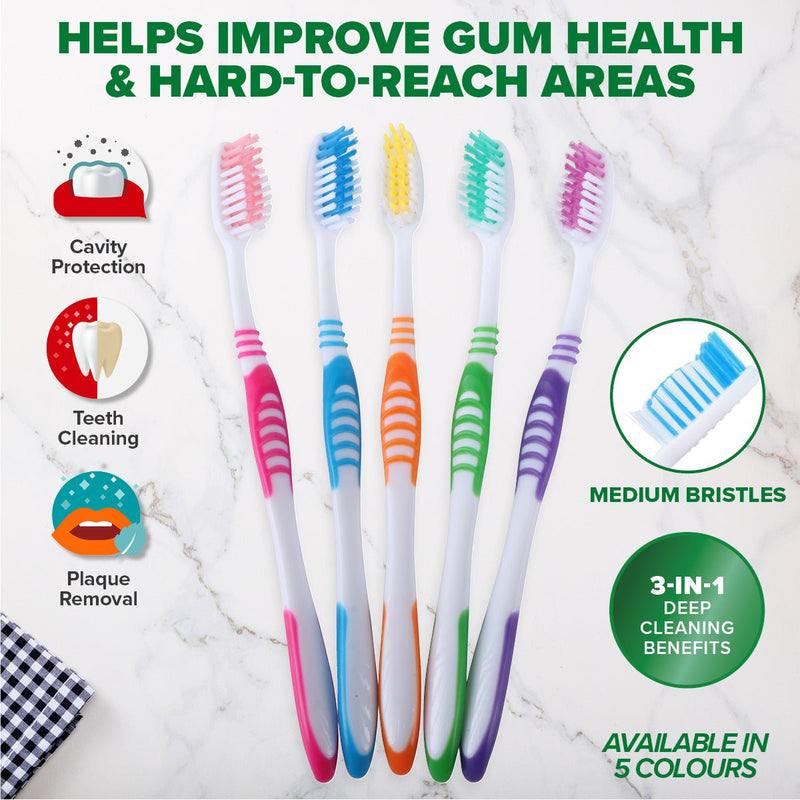 1st Care 180PCE Toothbrushes Medium Bristles Assorted Colours Payday Deals