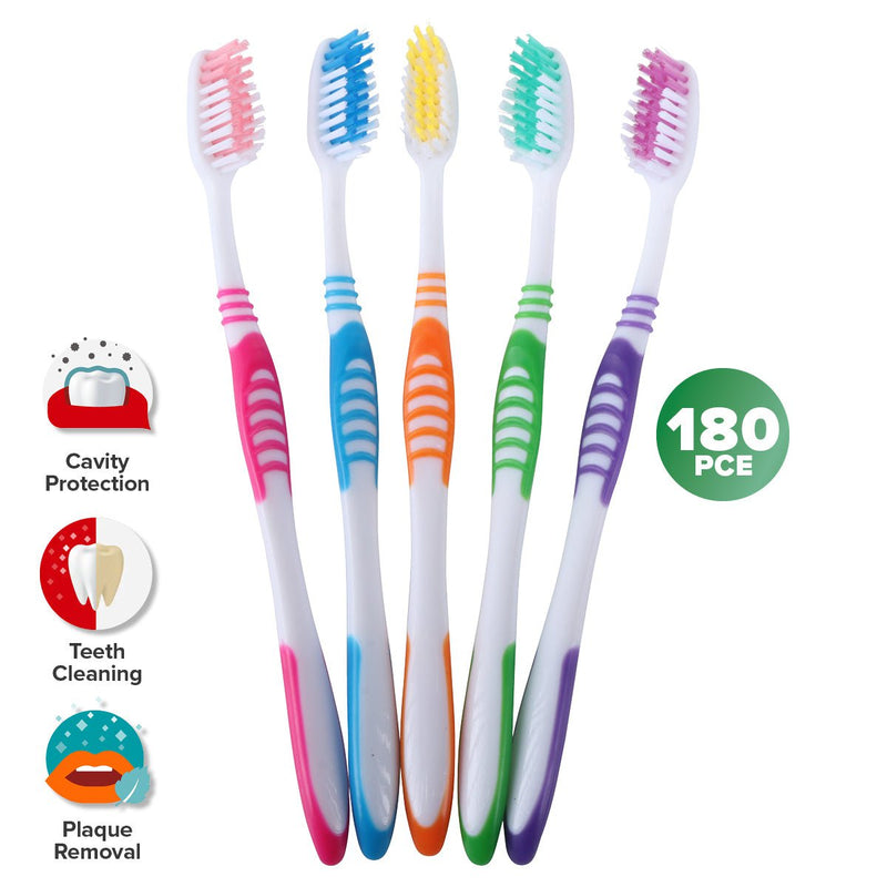 1st Care 180PCE Toothbrushes Medium Bristles Assorted Colours Payday Deals