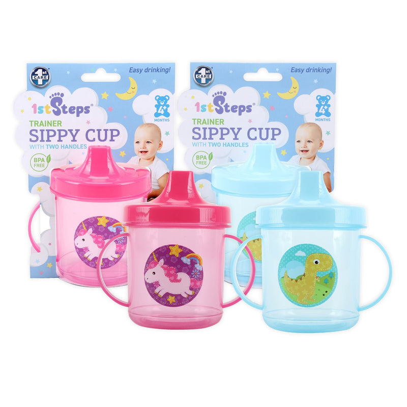 1st Steps 12PCE 245ml Sippy Cups Double Handles Dinosaur & Unicorn Designs Payday Deals