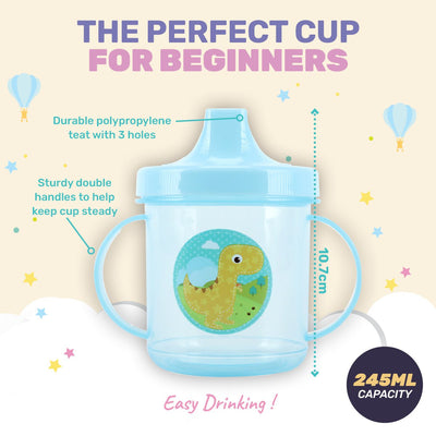 1st Steps 12PCE 245ml Sippy Cups Double Handles Dinosaur & Unicorn Designs Payday Deals