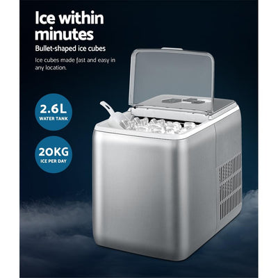 2.6L Ice Maker Machine Commercial Portable Ice Makers Cube Tray Countertop Bar Payday Deals