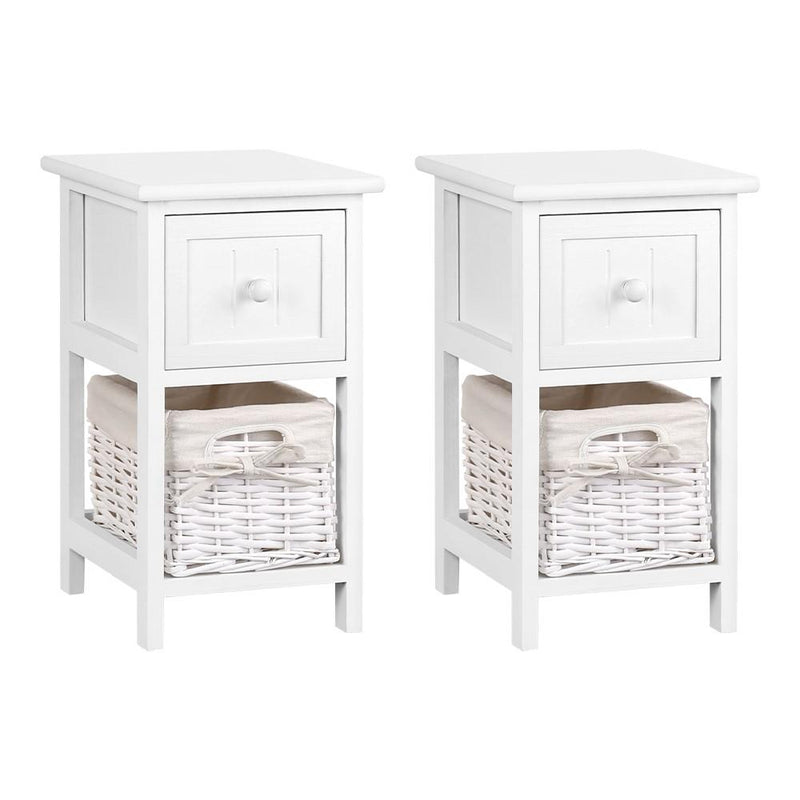 2 PCS Artiss Bedside Table - White Payday Deals