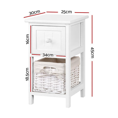 2 PCS Artiss Bedside Table - White Payday Deals