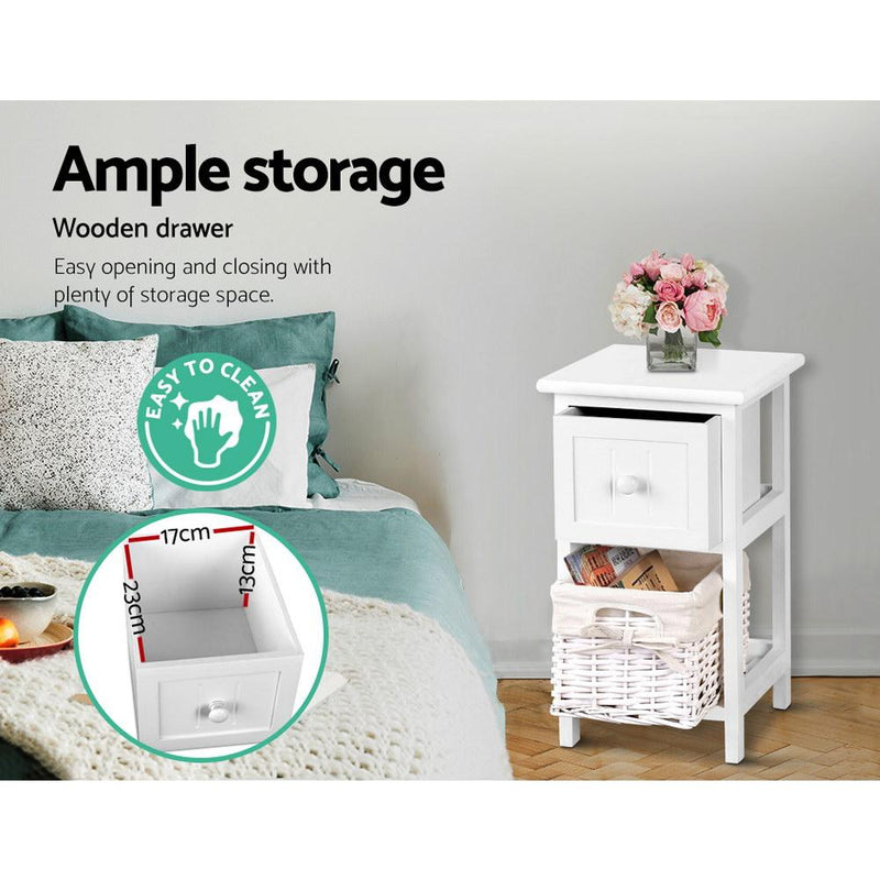 2 PCS Artiss Bedside Table - White Payday Deals